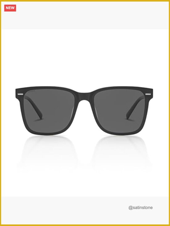 Square Polarized Sunglasses with 3D Rivets, HD UV400 Protection